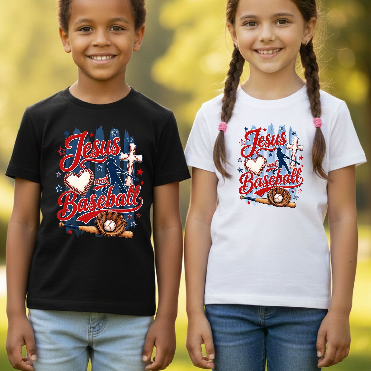 Jesus and Baseball Comfort Colors T Shirts Cute Christian Sports Tee Baseball Cross Glove Shirt Patriotic Stars Red White Blue Faith Graphic Hoodie