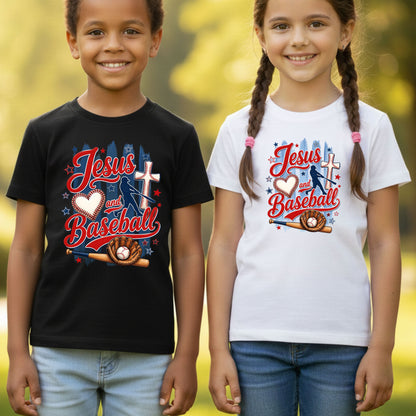 Jesus and Baseball Comfort Colors T Shirts Cute Christian Sports Tee Baseball Cross Glove Shirt Patriotic Stars Red White Blue Faith Graphic Hoodie