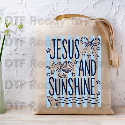 Jesus and Sunshine Seashell DTF Transfer Ready to Press Summer Beach Christian Coquette Bow Heat Transfer for Shirts Coastal UV Sticker
