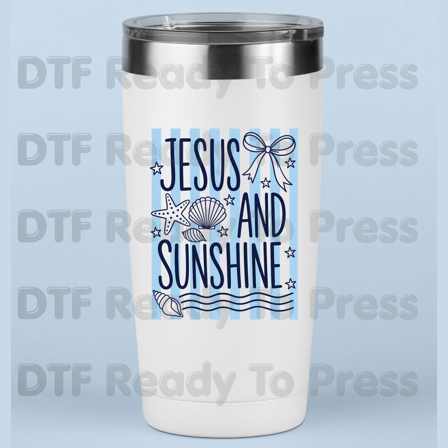 Jesus and Sunshine Seashell DTF Transfer Ready to Press Summer Beach Christian Coquette Bow Heat Transfer for Shirts Coastal UV Sticker
