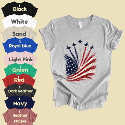 Jet Fighter Flyover Comfort Colors T Shirts Patriotic Air Show Tee American Flag Graphic Shirt 4th of July Fourth of July Gifts