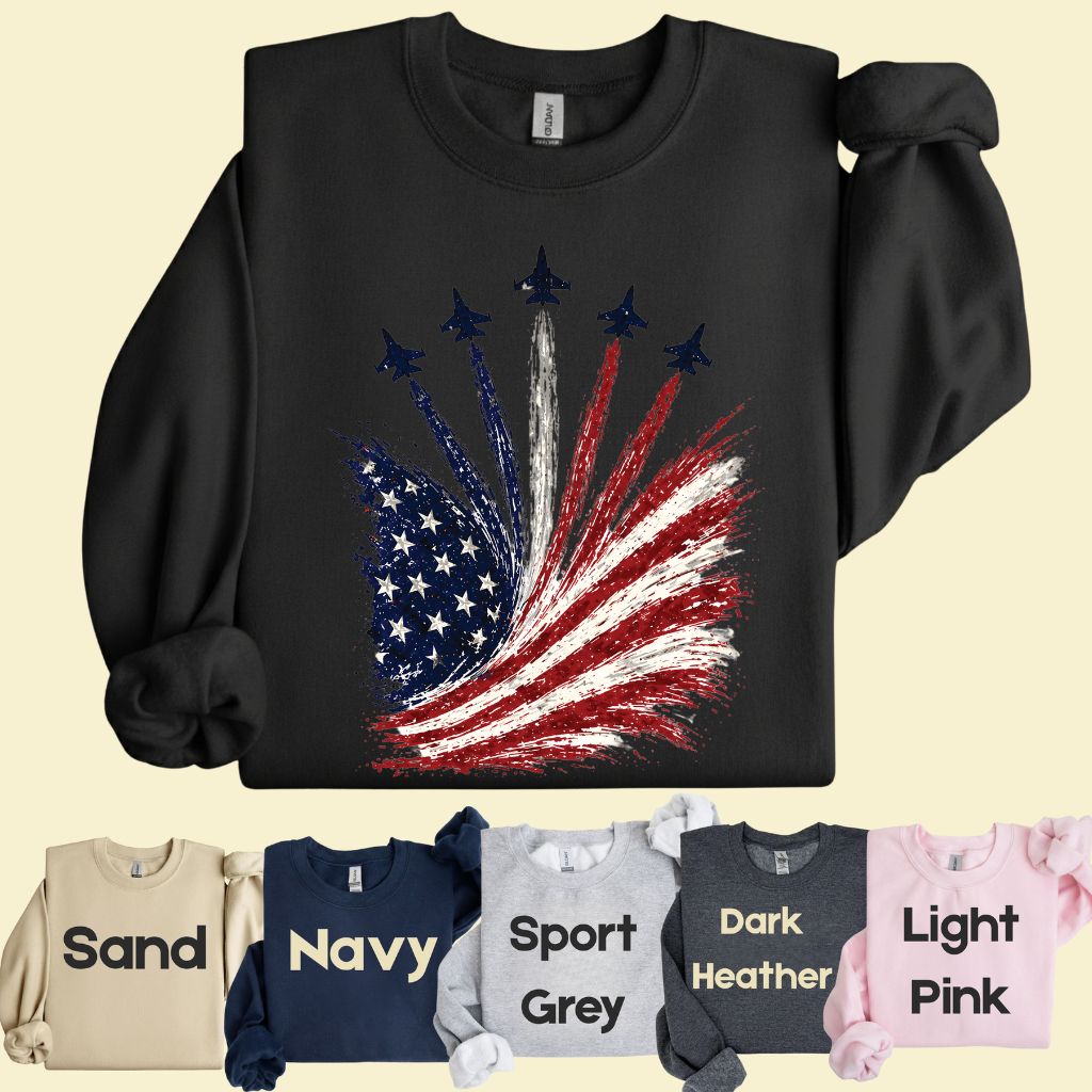 Jet Fighter Flyover Comfort Colors T Shirts Patriotic Air Show Tee American Flag Graphic Shirt 4th of July Fourth of July Gifts