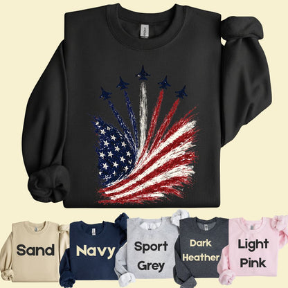 Jet Fighter Flyover Comfort Colors T Shirts Patriotic Air Show Tee American Flag Graphic Shirt 4th of July Fourth of July Gifts