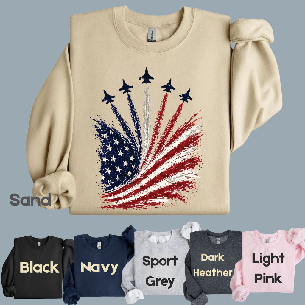Jet Fighter Flyover Comfort Colors T Shirts Patriotic Air Show Tee American Flag Graphic Shirt 4th of July Fourth of July Gifts