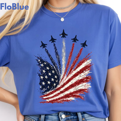 Jet Fighter Flyover Comfort Colors T Shirts Patriotic Air Show Tee American Flag Graphic Shirt 4th of July Fourth of July Gifts