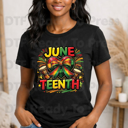 Juneteenth Heart Bow Celebrate Freedom Day DTF Transfer Ready to Press African American Heat Transfer for Shirts Black History UV Sticker