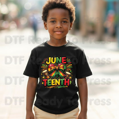 Juneteenth Heart Bow Celebrate Freedom Day DTF Transfer Ready to Press African American Heat Transfer for Shirts Black History UV Sticker