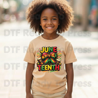 Juneteenth Heart Bow Celebrate Freedom Day DTF Transfer Ready to Press African American Heat Transfer for Shirts Black History UV Sticker