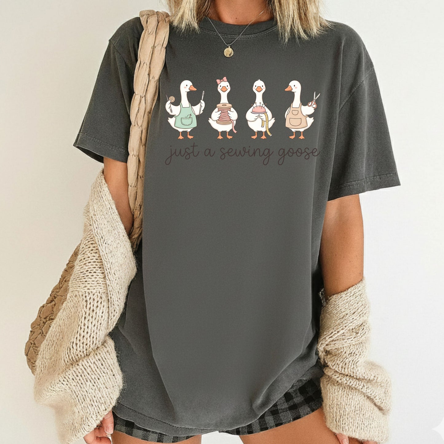 Just A Sewing Goose Comfort Colors T Shirt