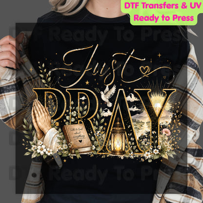 Just Pray DTF Transfer Ready to Press