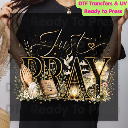 Just Pray DTF Transfer Ready to Press