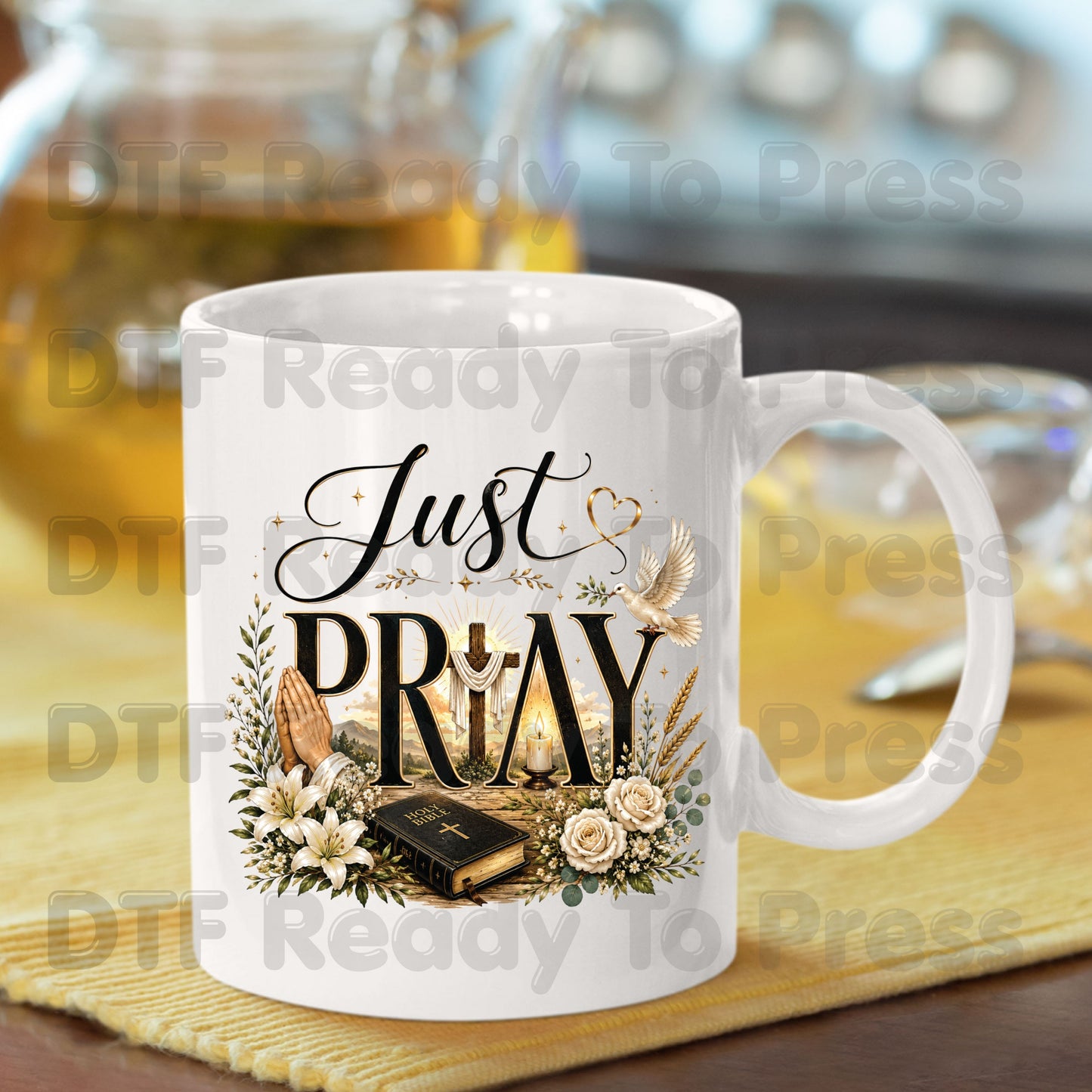Just Pray DTF Transfer Ready to Press