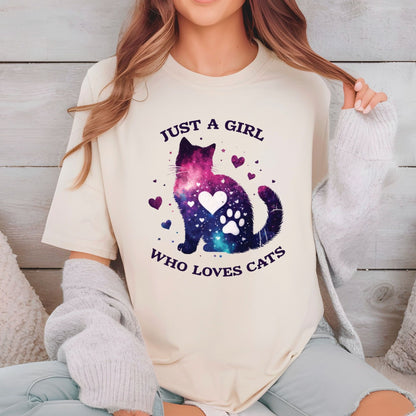 Just a Girl Who Loves Cats DTF Transfer ready to Press Cute Animal Heat Transfer for Shirts Pet Lover UV Sticker Prints Iron on Transfer