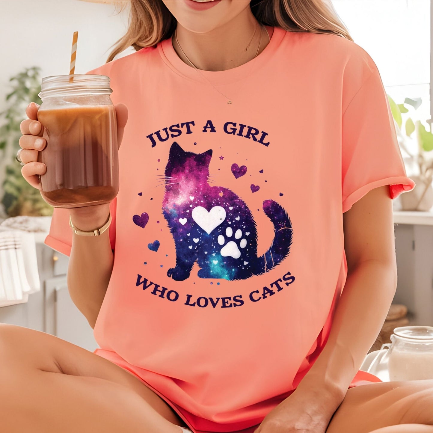 Just a Girl Who Loves Cats DTF Transfer ready to Press Cute Animal Heat Transfer for Shirts Pet Lover UV Sticker Prints Iron on Transfer