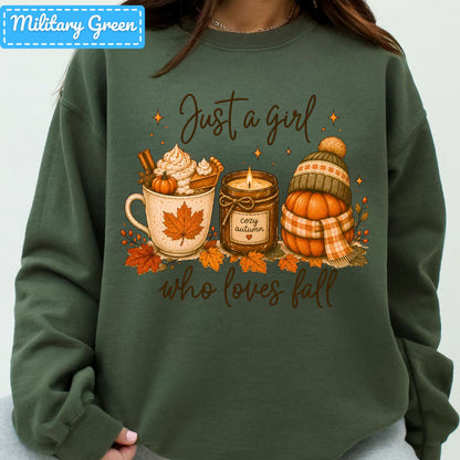 Just a Girl Who Loves Fall T-Shirt, Pumpkin Spice Latte Sweatshirt, Autumn Tee