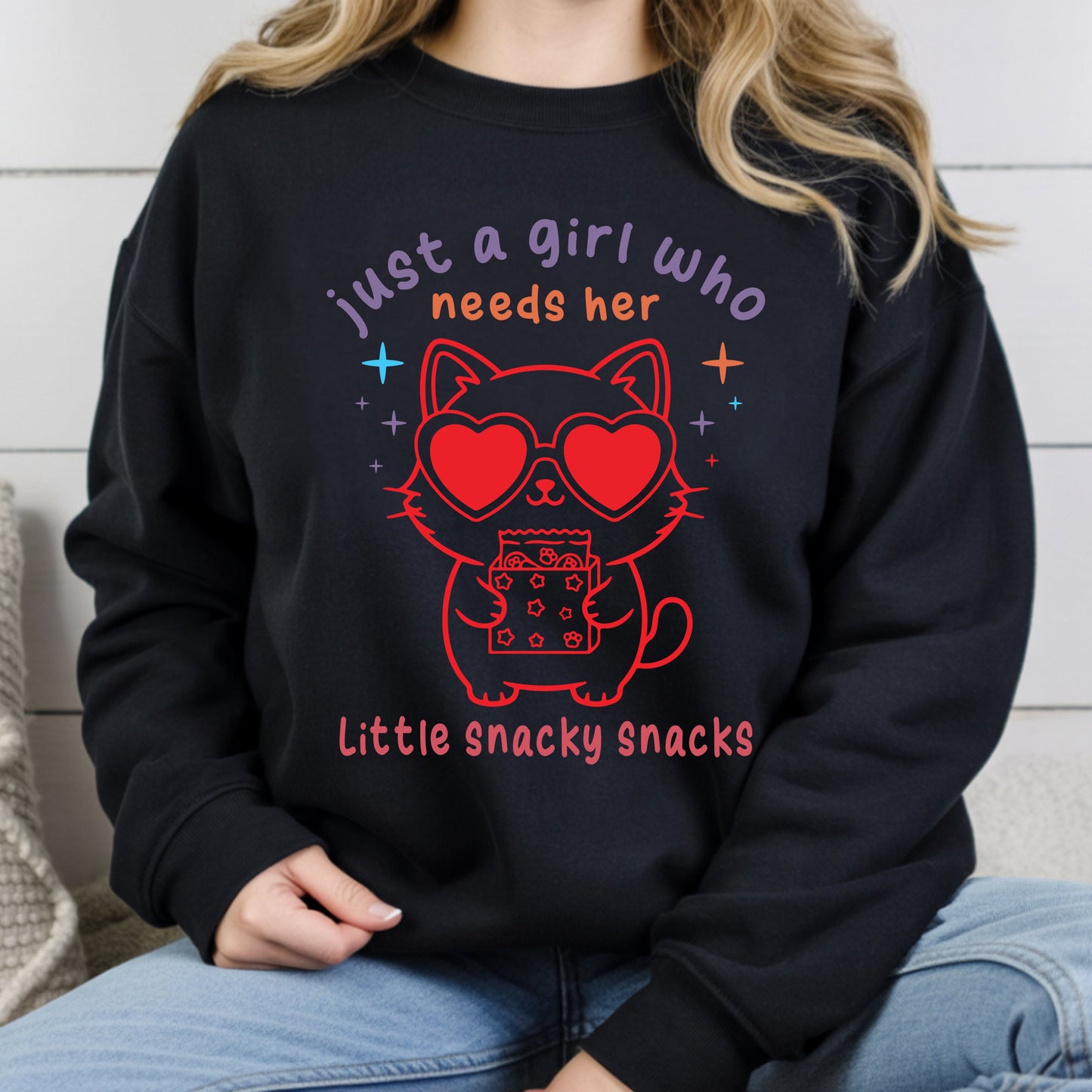 Just a Girl Who Needs Her Little Snacky Comfort Colors T Shirt Food Lover Sweatshirt Cute Trendy Gift Shirts For Women Girl