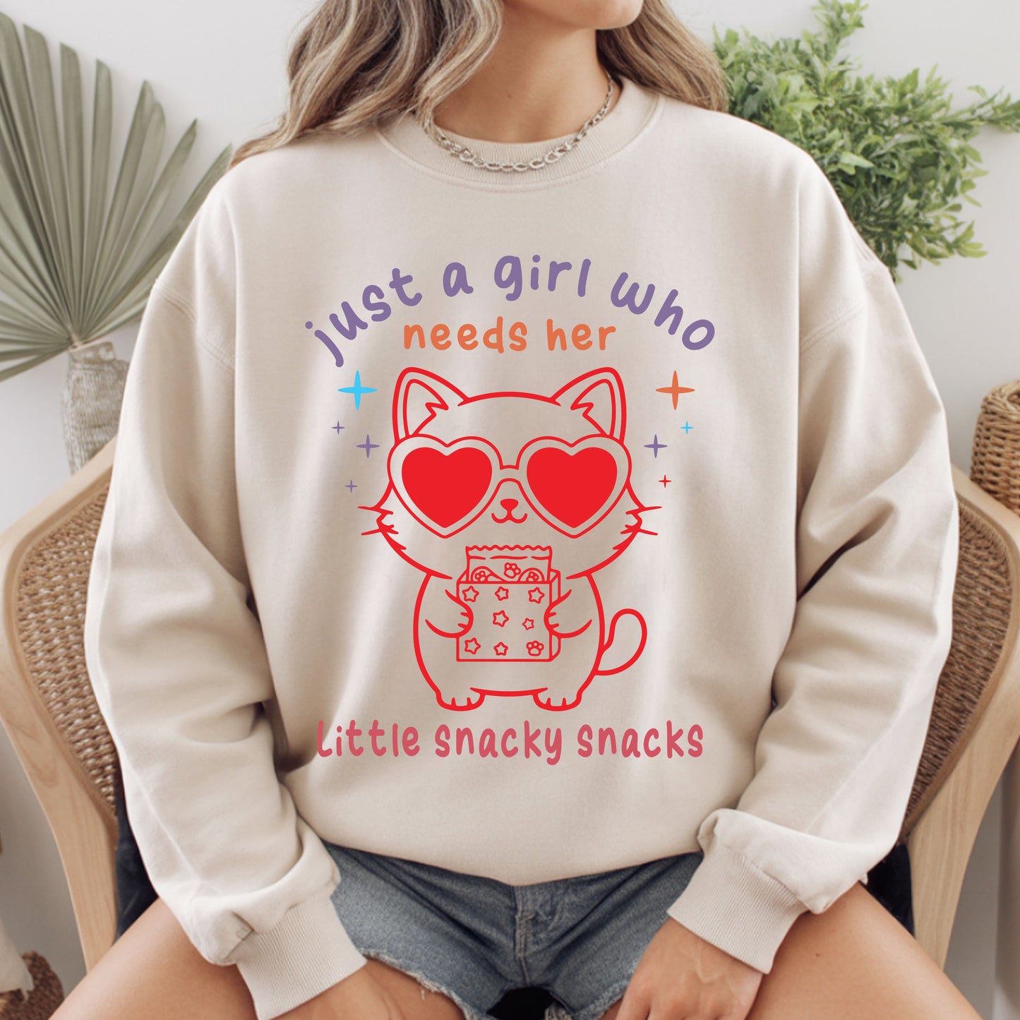 Just a Girl Who Needs Her Little Snacky Comfort Colors T Shirt Food Lover Sweatshirt Cute Trendy Gift Shirts For Women Girl