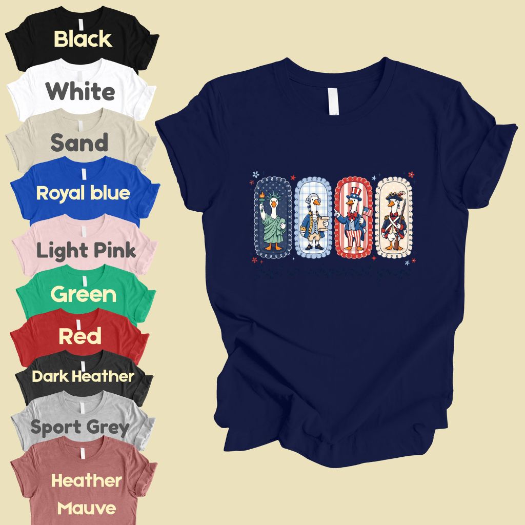 Just an Independent Goose Comfort Colors T Shirts Funny Patriotic Tee Uncle Sam George Washington Statue of Liberty 4th of July Gifts