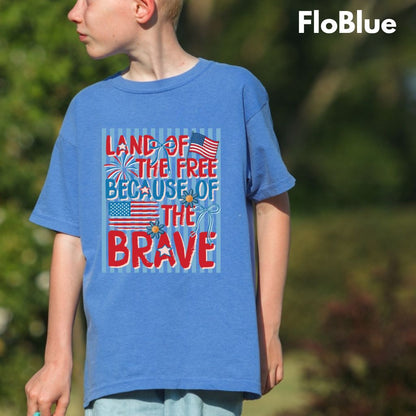 Land of the Free Because of the Brave DTF Transfer Ready to Press Comfort Colors T Shirt Coquette Bow Fireworks Heat Stickers 4th of July