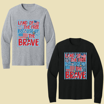 Land of the Free Because of the Brave DTF Transfer Ready to Press Comfort Colors T Shirt Coquette Bow Fireworks Heat Stickers 4th of July