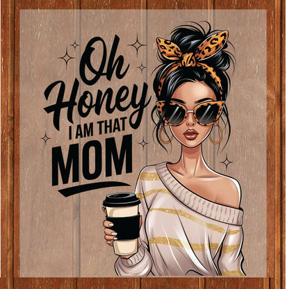 Leopard Mothers Day DTF Transfer ready to Press Coffee Mom Bun Heat Transfer for Shirts Mom UV Sticker Prints Mommy Iron on Transfer