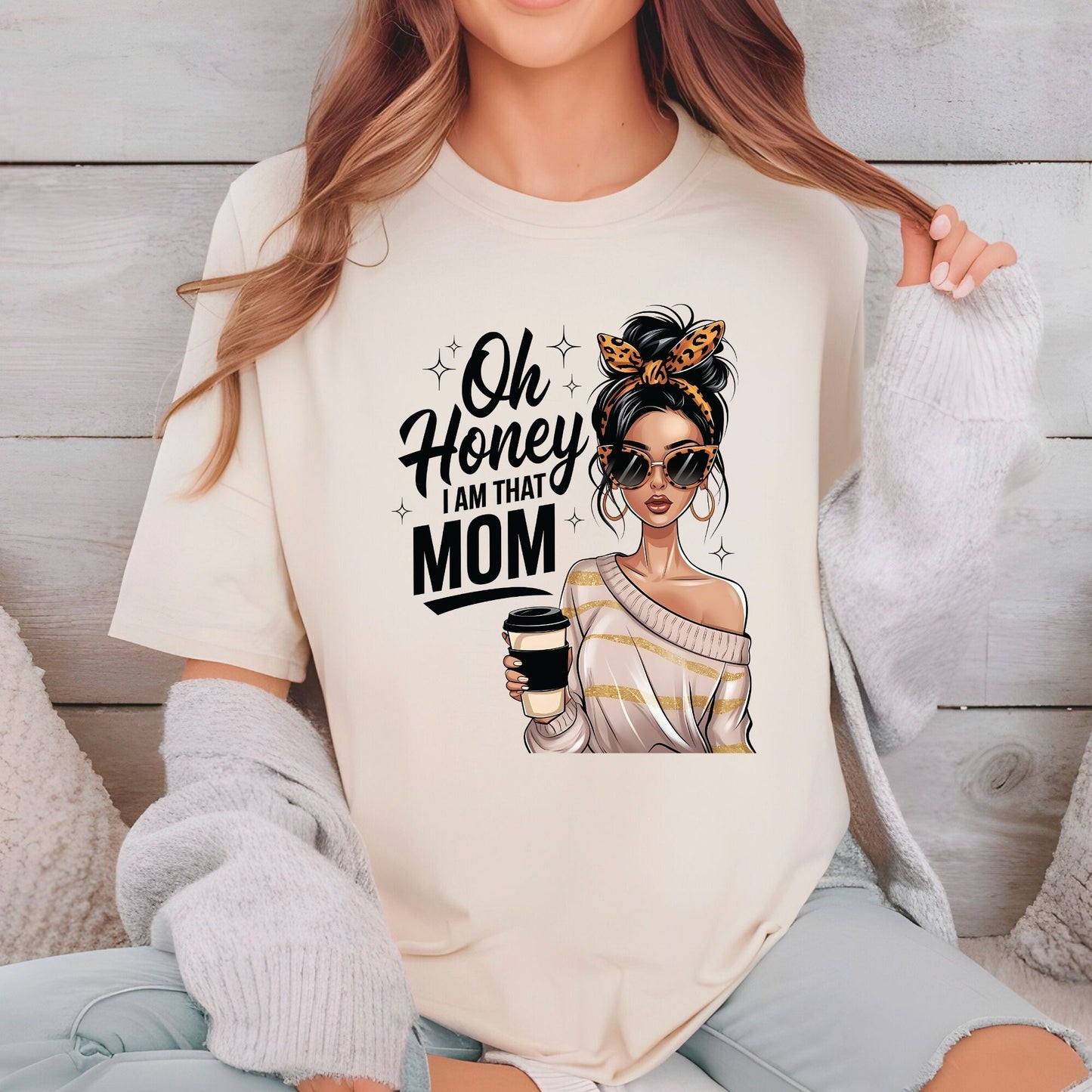 Leopard Mothers Day DTF Transfer ready to Press Coffee Mom Bun Heat Transfer for Shirts Mom UV Sticker Prints Mommy Iron on Transfer