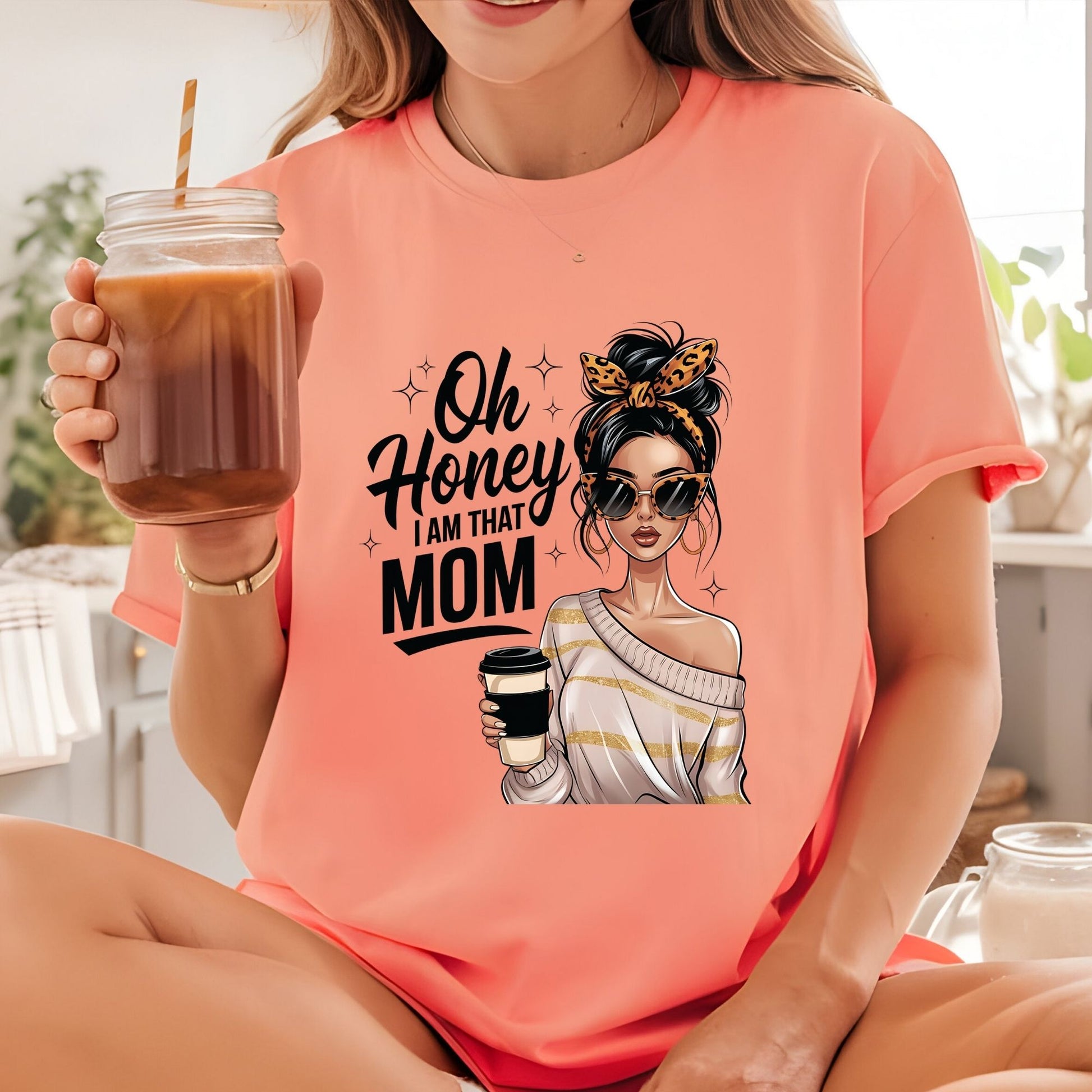 Leopard Mothers Day DTF Transfer ready to Press Coffee Mom Bun Heat Transfer for Shirts Mom UV Sticker Prints Mommy Iron on Transfer
