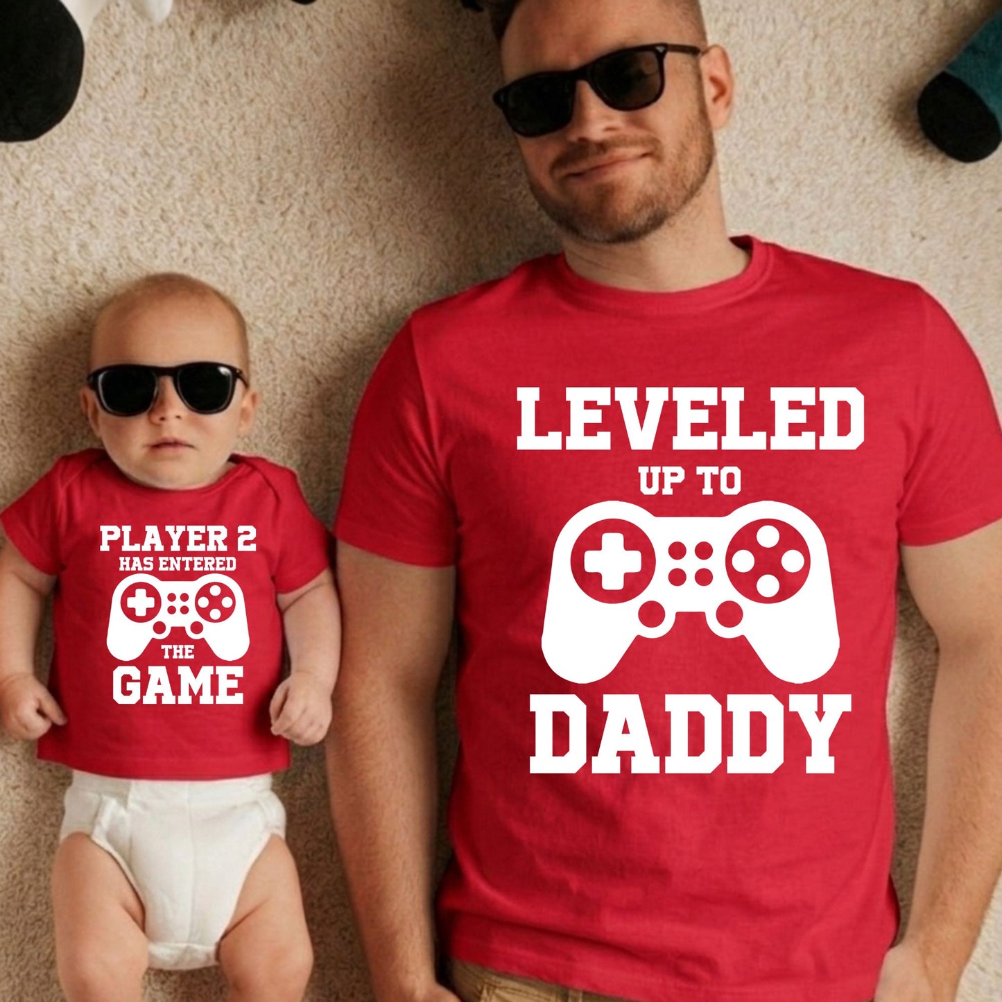 Leveled Up to Daddy Player 2 has Enter The Game Matching T Shirt New Father Gift Gamer Dad Husband Tees Gift From Wife