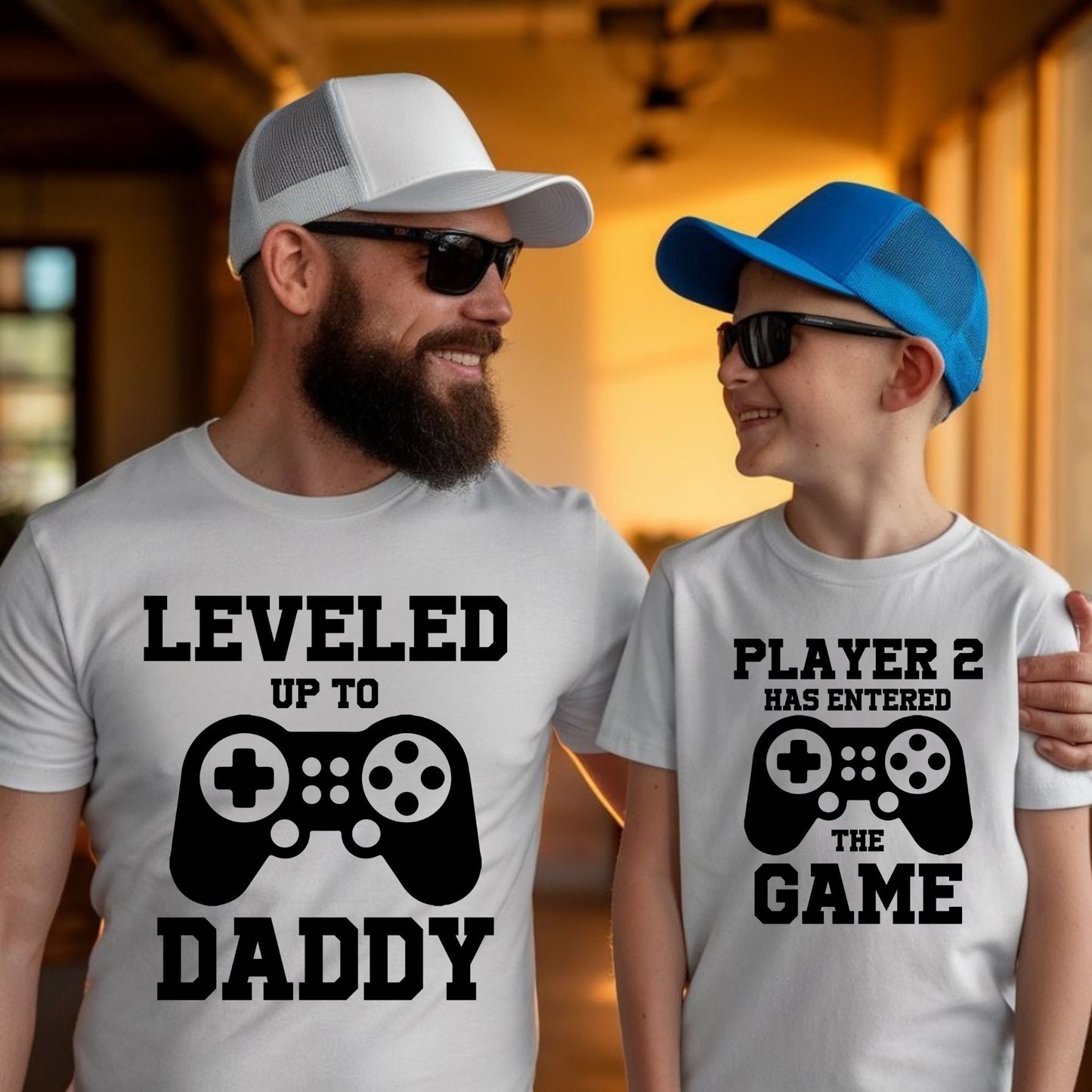 Leveled Up to Daddy Player 2 has Enter The Game Matching T Shirt New Father Gift Gamer Dad Husband Tees Gift From Wife