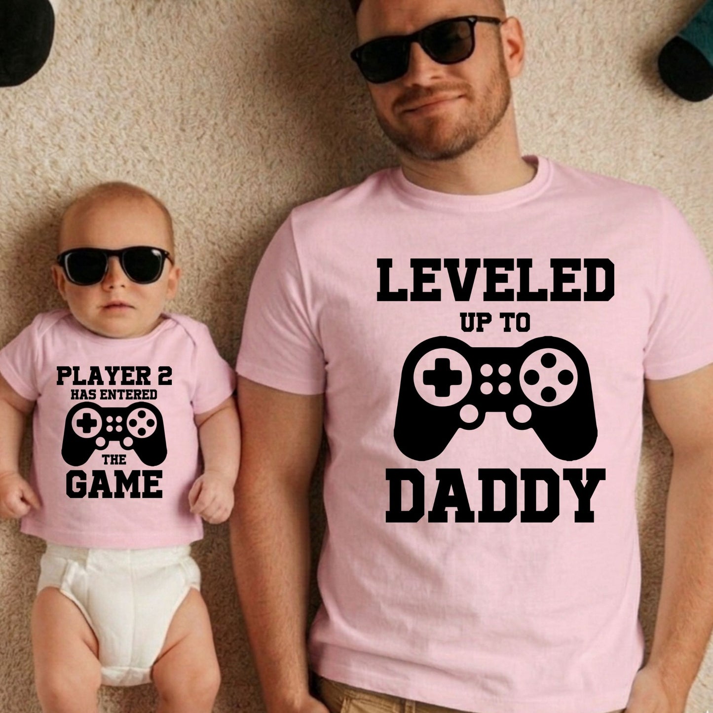 Leveled Up to Daddy Player 2 has Enter The Game Matching T Shirt New Father Gift Gamer Dad Husband Tees Gift From Wife