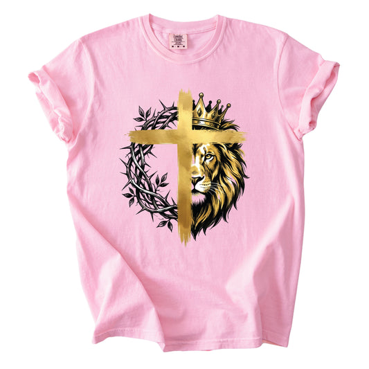 Lion Christian Cross Comfort Colors T Shirt Bible Verse Tees Jesus Faith Apparel Tank Top Religious Long Sleeve