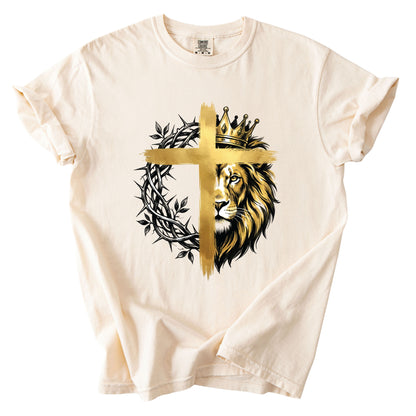 Lion Christian Cross Comfort Colors T Shirt