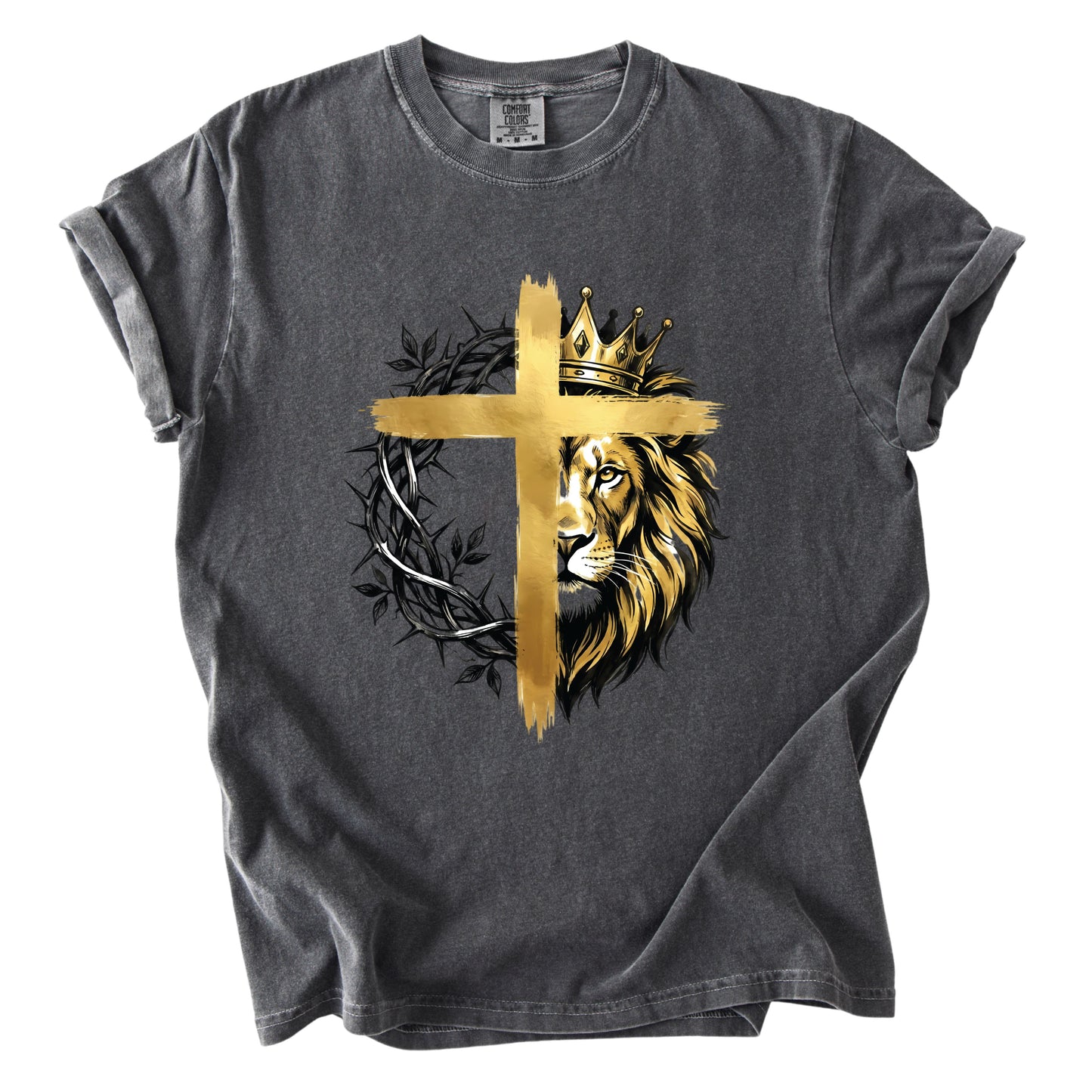 Lion Christian Cross Comfort Colors T Shirt