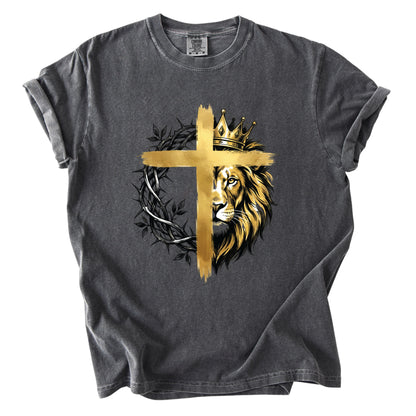 Lion Christian Cross Comfort Colors T Shirt