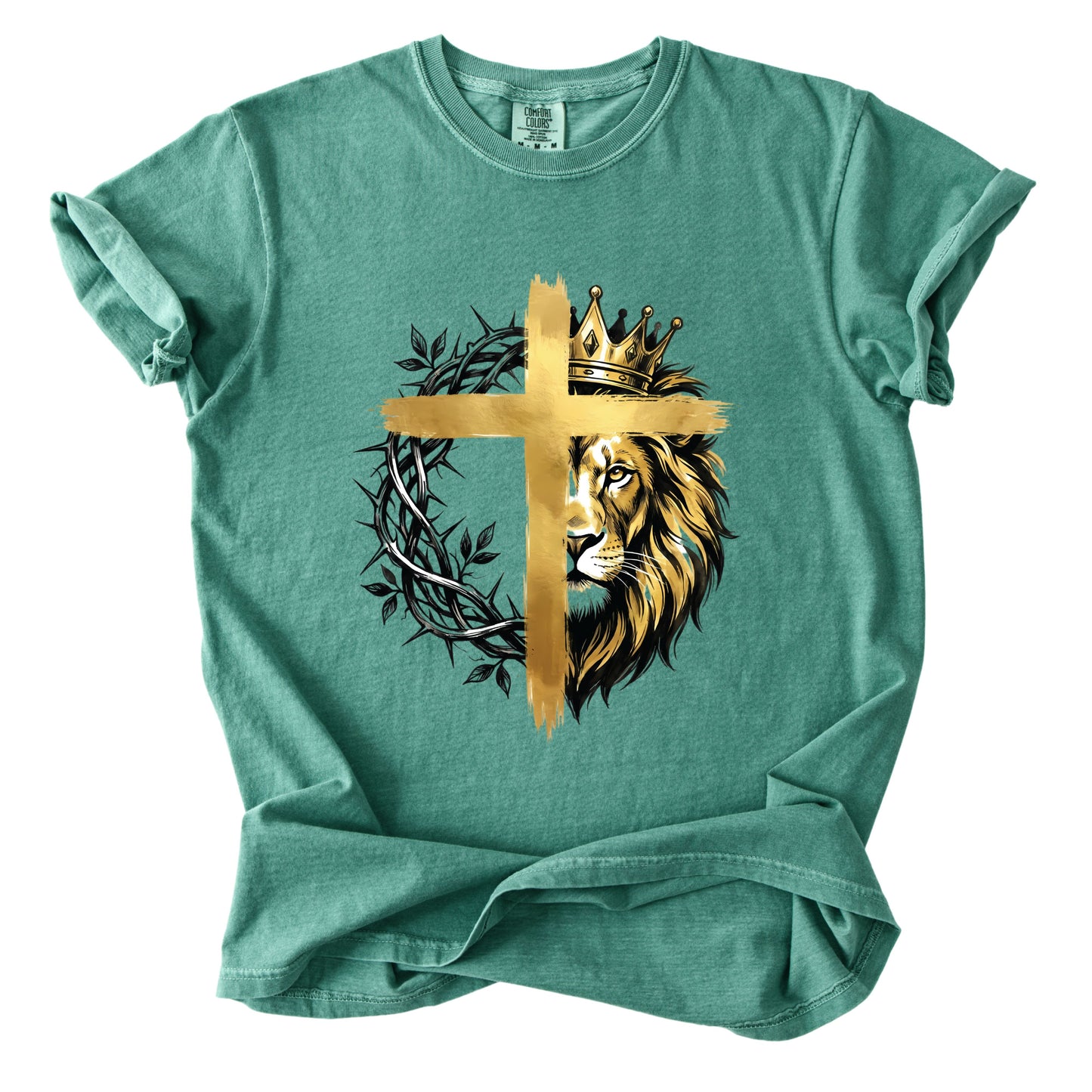 Lion Christian Cross Comfort Colors T Shirt