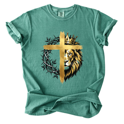 Lion Christian Cross Comfort Colors T Shirt