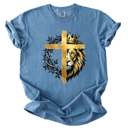 Lion Christian Cross Comfort Colors T Shirt