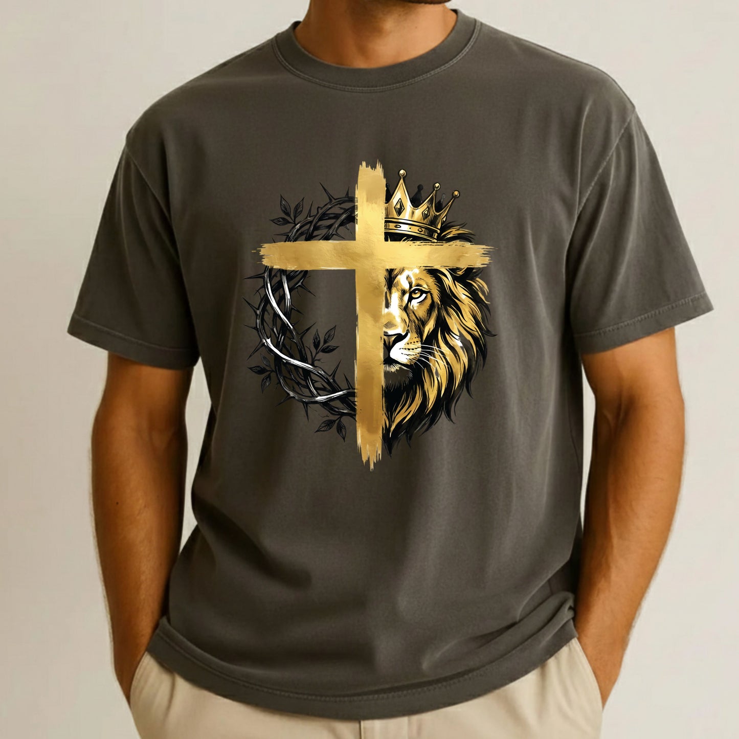 Lion Christian Cross Comfort Colors T Shirt Bible Verse Tees Jesus Faith Apparel Tank Top Religious Long Sleeve