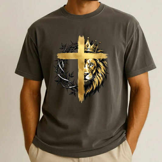 Lion Christian Cross Comfort Colors T Shirt Bible Verse Tees Jesus Faith Apparel Tank Top Religious Long Sleeve