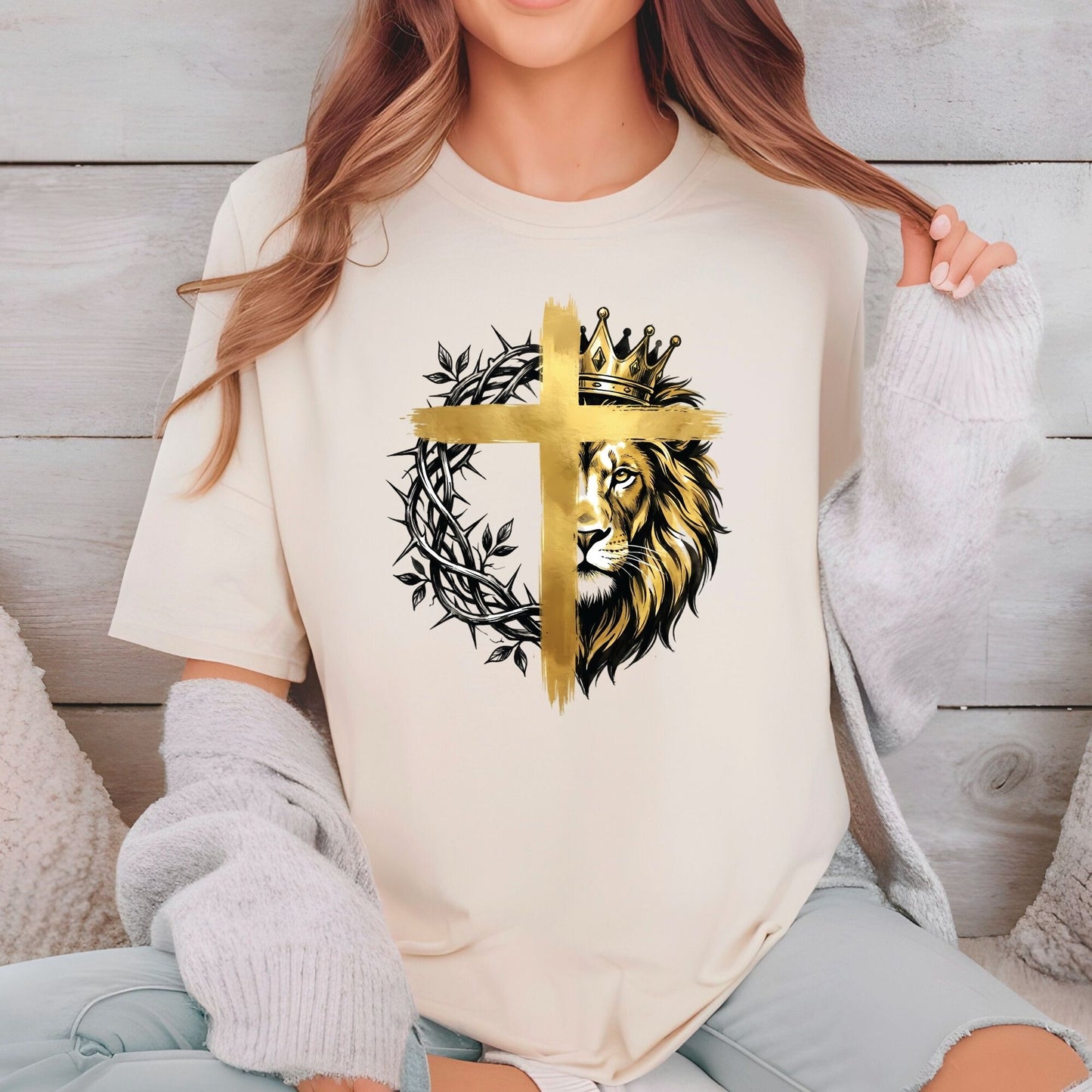 Lion Christian Cross DTF Transfer