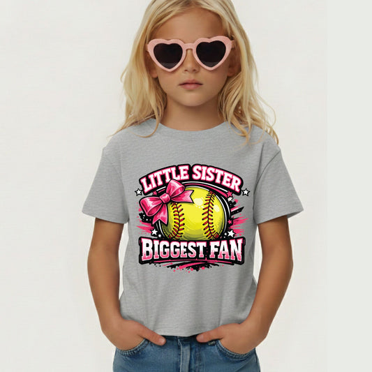 Little Sister Biggest Fan Youth Shirt Softball Sister Sweatshirt