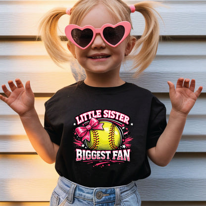 Little Sister Biggest Fan Youth Shirt Softball Sister Sweatshirt