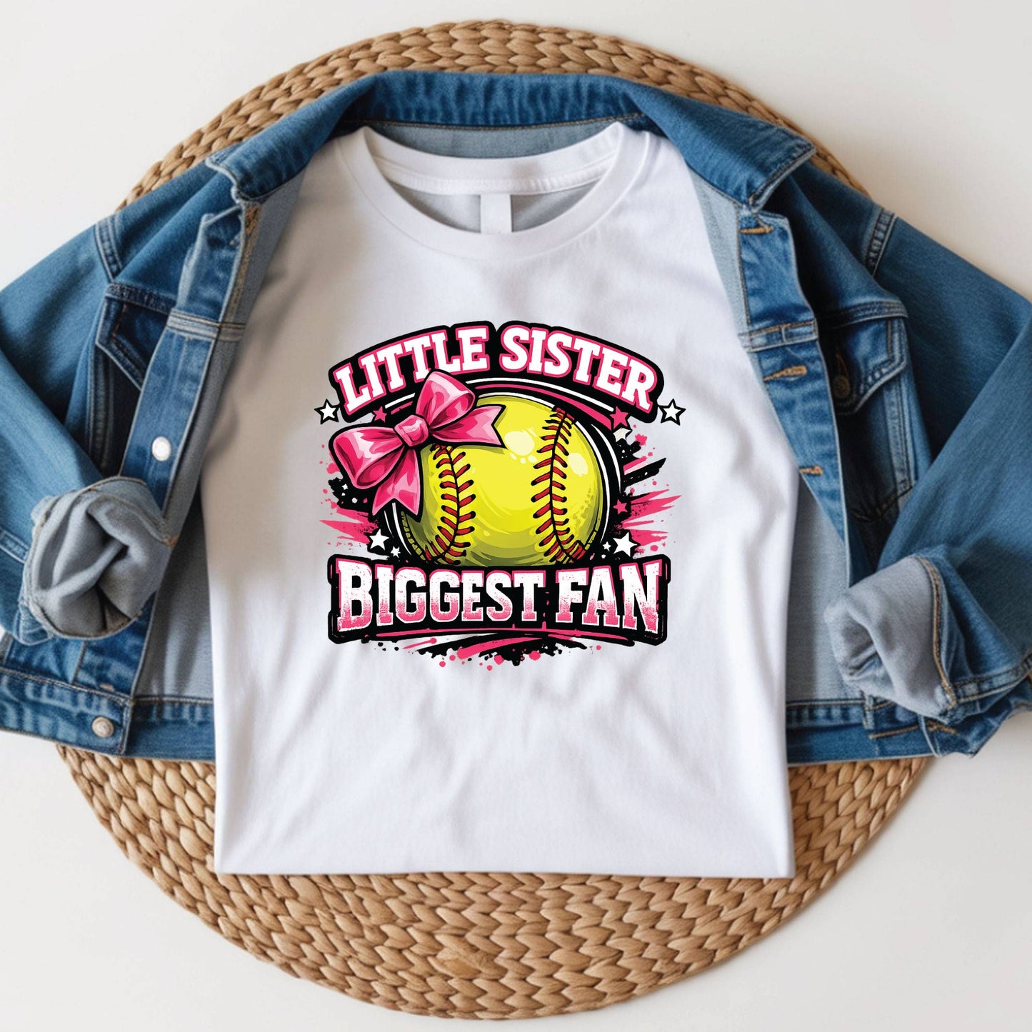 Little Sister Biggest Fan Youth Shirt Softball Sister Sweatshirt