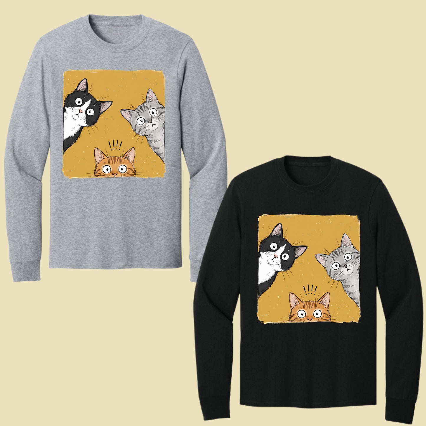 Curious Cats Peeking Cats T-Shirt, Funny Cat Lover Kittens Tee