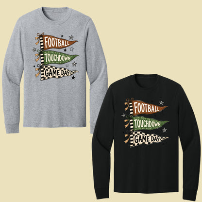 Football Game Day Pennants T-Shirt, Touchdown Flags Stars Sports Comfort Color Tee