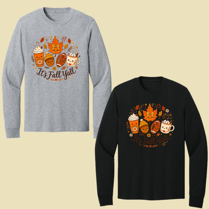 It's Fall Y'all Autumn T-Shirt, Coffee Acorn Football Cute Fall Season Tee
