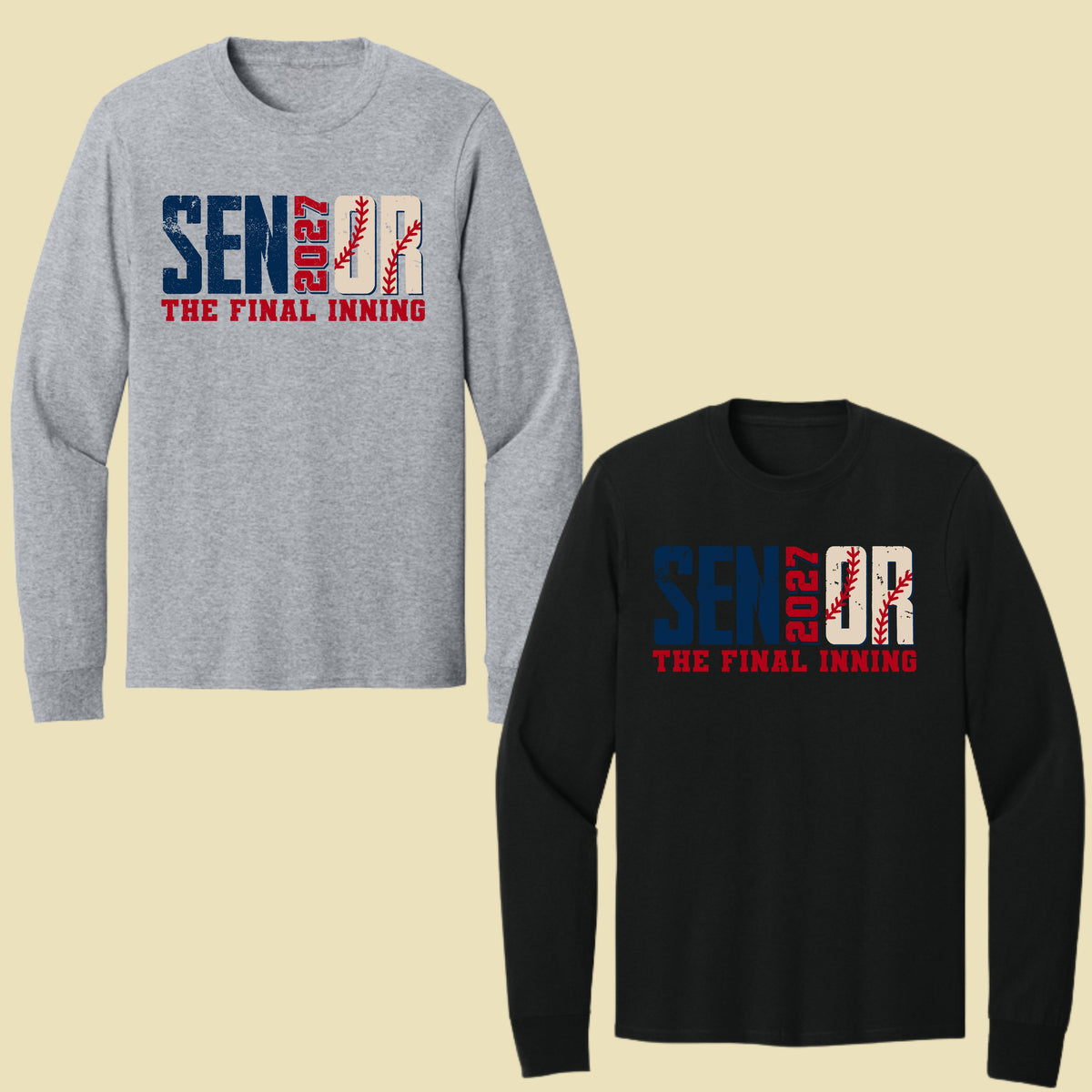 Senior Baseball 2027 The Final Inning T-Shirt, Class of 2027 Distressed Stitches Graduation Tee