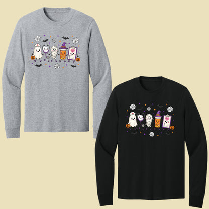 Spooky Nurse Squad Halloween Medical T-Shirt, Ghost Stethoscope Pill Bottle Tee