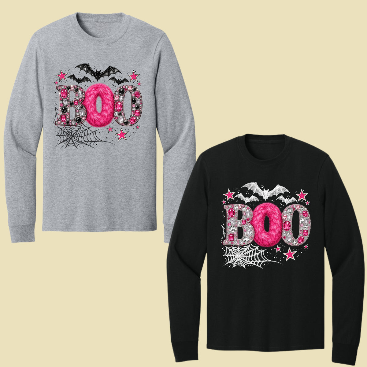 Boo Pink Glitter Bats Halloween T-Shirt, Spider Web Sparkle Comfort Color Tee