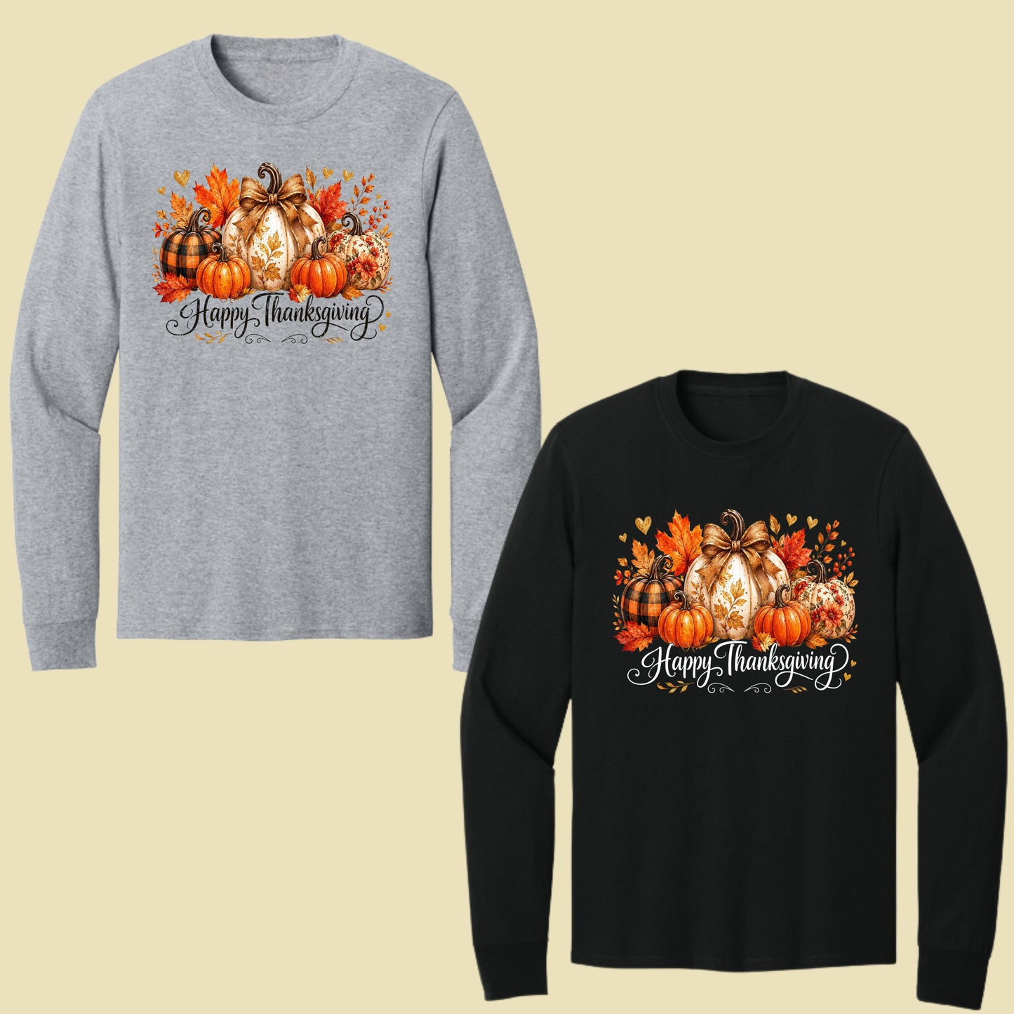 Happy Thanksgiving Fall Leaves Pumpkins Retro Autumn T-Shirt, Thanksgiving Tee